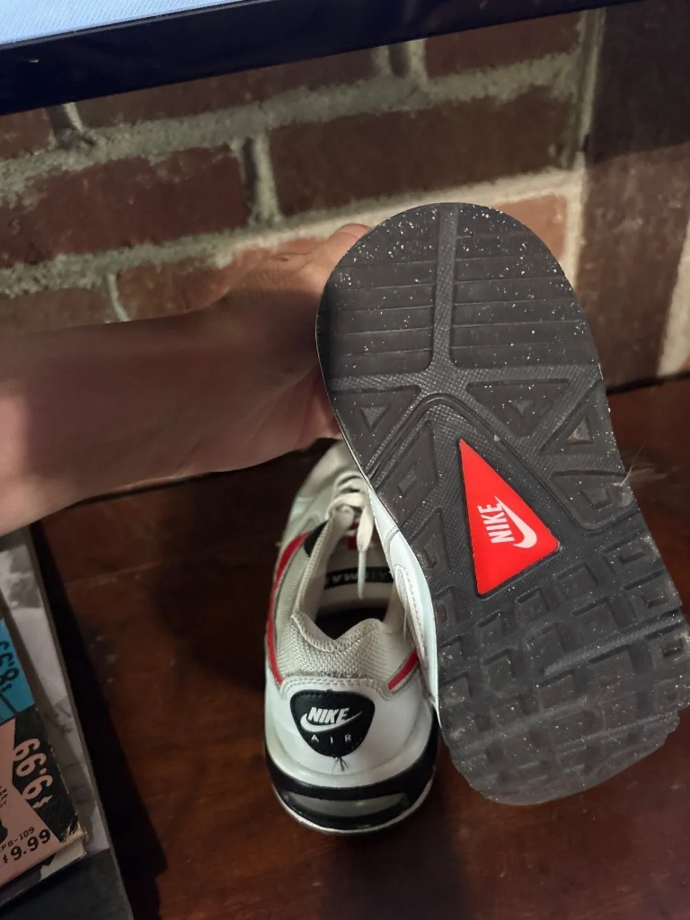 Nike Air Max, white with red and black accents, size 3Y